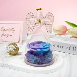 Sunia Gifts for Women, Eternal Rose Angel Figure Gifts for Mum, Women Gifts Christmas, Eternal Rose in Glass Guardian Angel, Birthday Gift for Women, Grandma Gift, Christmas Valentine's Day