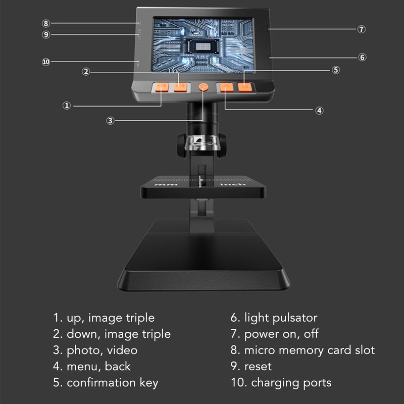 Portable HD Desktop Electronic Digital Microscope 1000x 4.3Inch LCD Digital