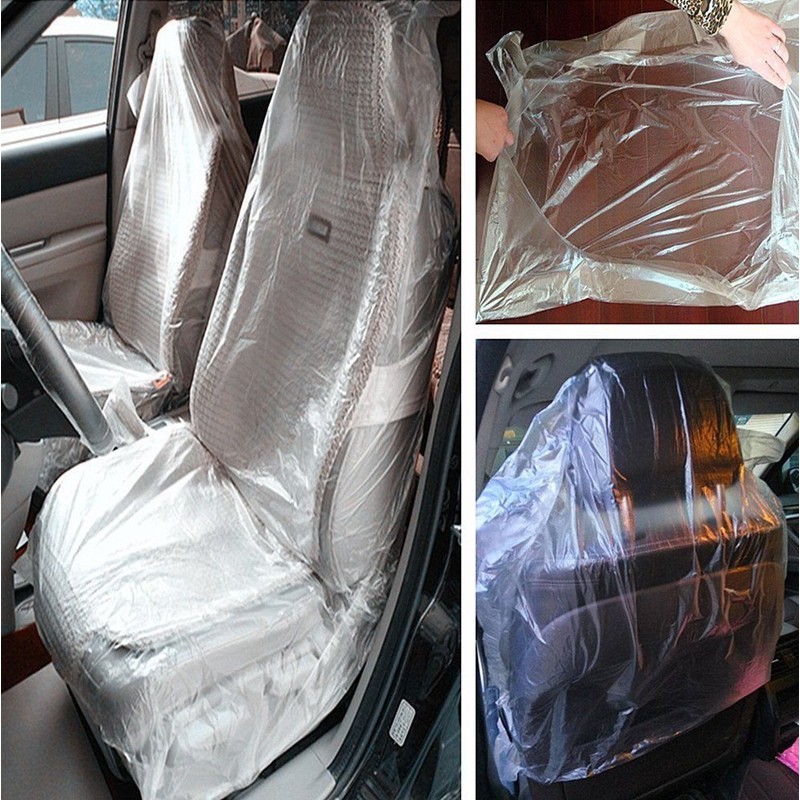 Pack of 100 Car Disposable Plastic Seat Covers Vehicle Protector
