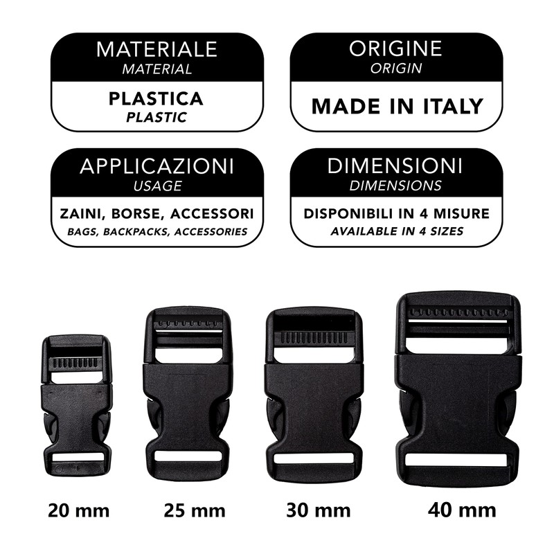 IPEA Plastic Buckles for Backpacks, Bags, Accessories - Pack of