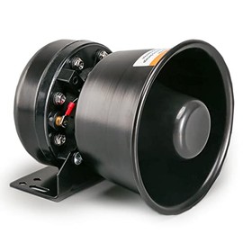 BooYu 200 Watt High-Performance PA Siren Horn Speaker [Black Steel] [8 Ohms] [125-135 dB] [IP66 Waterproof] [Compatible with 100-200 Watt Siren] for Police Car, Ambulance, Fire, Engineer Vehicles