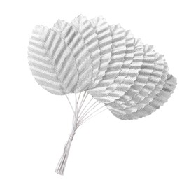 HOKPA 200Pcs Artificial Silk Rose Leaves, Fake Faux Wired Single Leaf for DIY Crafts Floral Arrangements Home Kitchen Wedding Garland Party Decorations (Silver)…