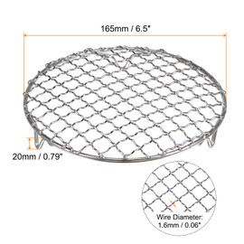 HARFINGTON Round Cooking Rack 6.5-inch 201 Stainless Steel Cross Wire Barbecue Grill Net with 20mm Legs for Cooking Baking Steaming BBQ