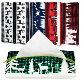 Sherr 5 Pieces Tissues Purse Pocket Tissue Holder Reusable Travel Tissue Pouch Fabric Zipper Enclosed Small Size Flower Pattern Tissue Holder for Purse Coins for Christmas, 5.25 x 3 Inches