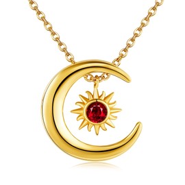 URONE Sun and Moon Chain 925 Silver Moon Sun Pendant Necklace Sun Moon Jewellery Gifts for Women, No Gemstone