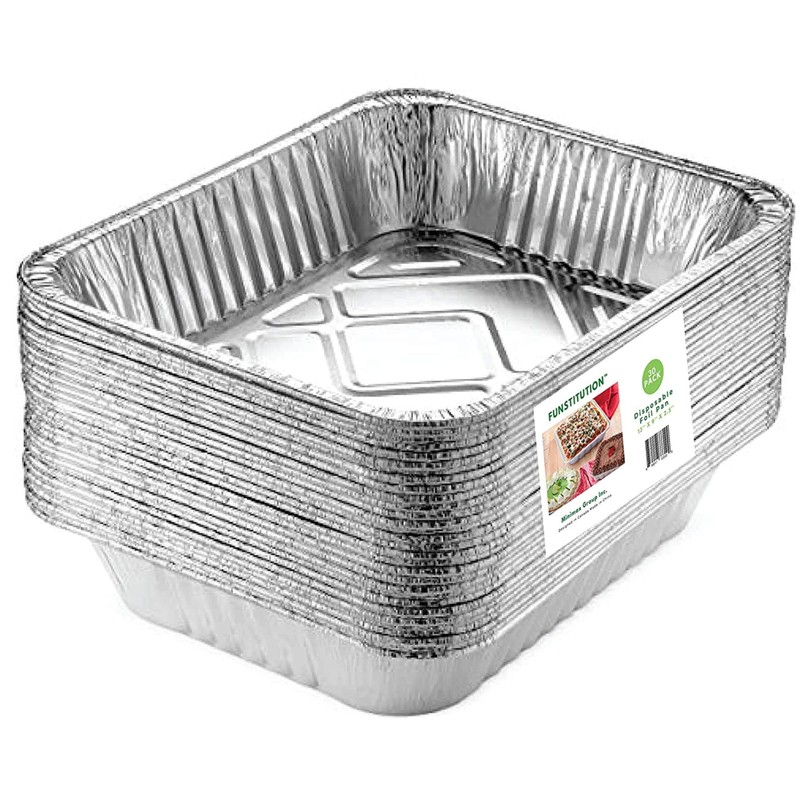 FUNSTITUTION Aluminum Foil Pans 9x13 (30 Pack) - Disposable Aluminum