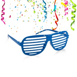 Komonee 5 x Dark Blue Shutter Shades Fun Novelty Plastic Party Retro Fancy Dress Costume Prop Rave Club Eyewear Disco Adults 80's Sunglasses