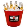 Reusable Red Party Bucket & Ice Bucket, Large Plastic Beverage & Beverage Tub, Glass Pitcher, Drink Bin, Cooler for Parties, Bar Table Accessory, Kitchen Beverage Holder, Durable & Unbreakable