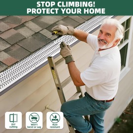 Gutter Guard 5Inch - Leaf Guards for Gutters, Aluminum Gutter Leaf Guard with Drill Bit & Screws, 51FT Rain Gutter Guard, DIY-Friendly Leaf Protection Filter Gutter Fits Any Roof or Gutter, 15pcs