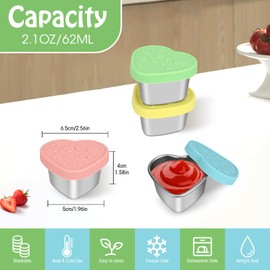 Hydream Salad Dressing Container, 4 Pieces, 62 ml Stainless Steel Spice Containers, Bento Box Accessories, Leak-Proof Small Dip Dressing Cans, Snack Box, Food Containers, Reusable Mini Sauce Container