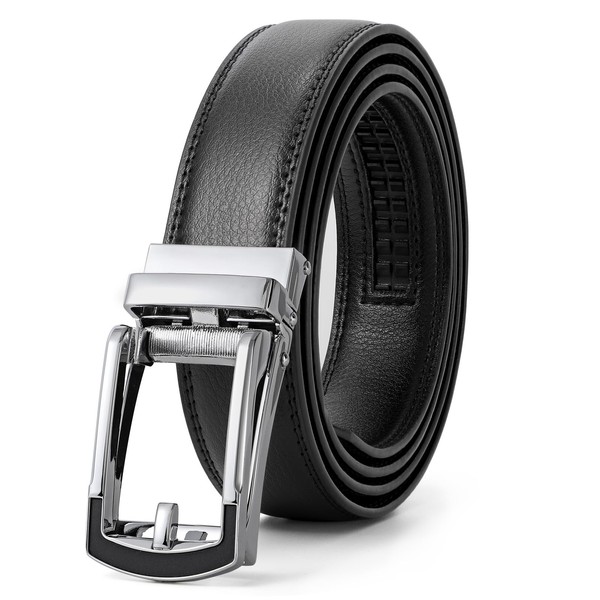 JasGood Men's Leather Belt Automatic Ratchet Belt for Men Leather