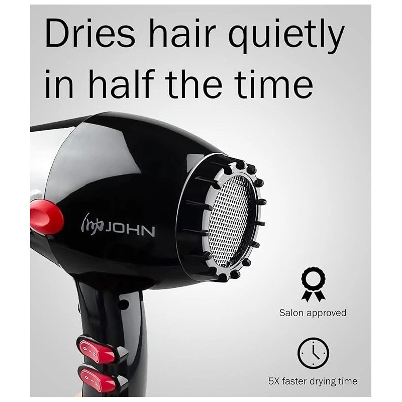 JOHN Super Fast Drying Hair Dryer Ionic 2200W Professional Salon