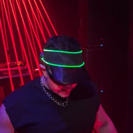 Multicolor LED Neon Visor Hat Sport Cap - Rechargebale Light Up Rave Hat Festival Accessory Adjustable Retro Visor Cap for Women and Men (Black)