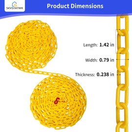 SEVSTATWK Yellow Plastic Chain 25ft, 1.42" Link, High Visibility Plastic Chain Barrier for Crowd Control, Parking Lot, Driveway, Construction, Fence, Indoor & Outdoor