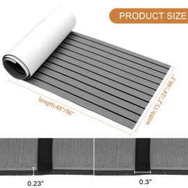 JKYGINGD EVA Foam Decking Non-Slip Self-Adhesive Flooring Faux Teak Marine Mat Boat Carpet Sheet for Motorboat RV Yacht (Grey with Black Seam Lines, 96" x 24" 16sqft)