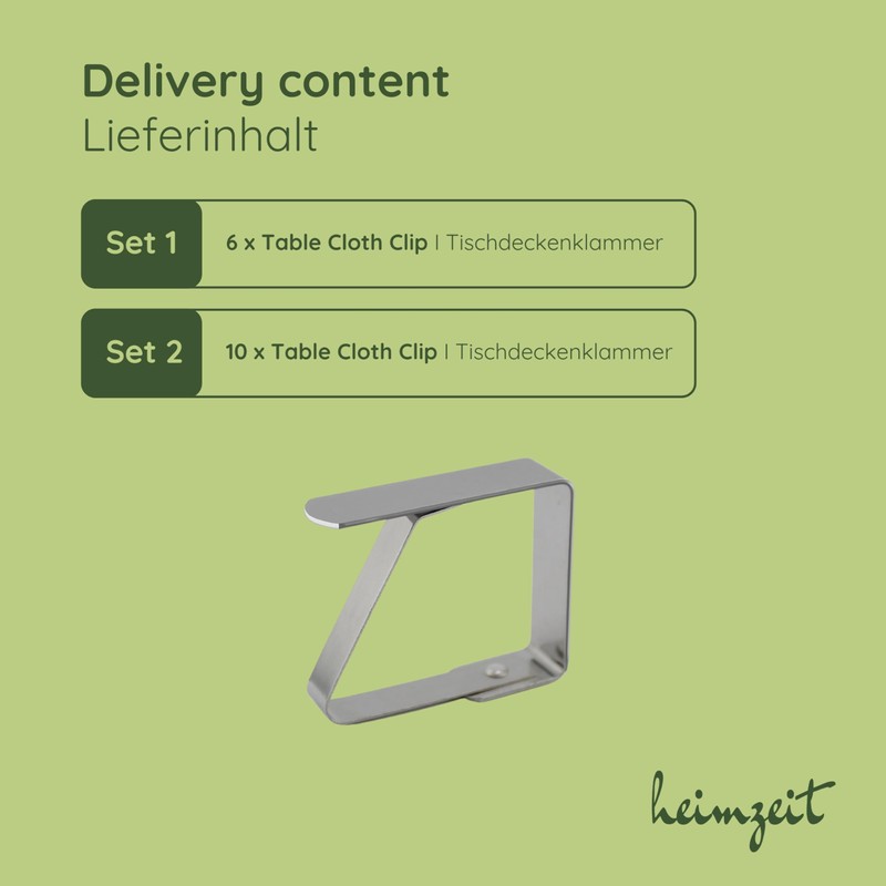 heimzeit Tablecloth Clips Made of High-Quality Stainless Steel [Pack of