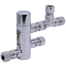 Cash Acme 3/8 Inch HG135 Thermostatic Mixing Valve with Compression Connections, Tee, and Integral Checks, Brass Plumbing Fitting, 25687