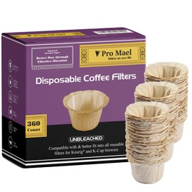Pro Mael 360 Count Disposable K Cup Filters, Coffee Filter Paper for Keurig Brewers Single Serve 1.0 and 2.0, Use with Reusable K Cup Pods (Natural Unbleached)