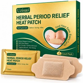 Mugwort Cramp Relief Patches for Women, 6 Pack - 8HR Herbal Heat Patches