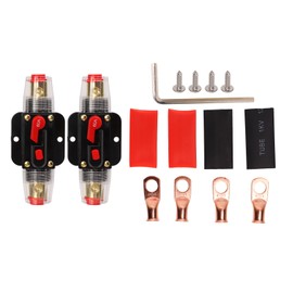 12‑24V Inline Circuit Breaker with Manual Reset Fuse Holder Battery Lugs Heat Shrink Tubes for Car Boat Audio System 60A