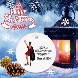 and so The Adventure Begins - Class of 2024 Congratulations Graduation Christmas Ornaments Graduation Gift for Her, 2024 High School College Graduation Gifts