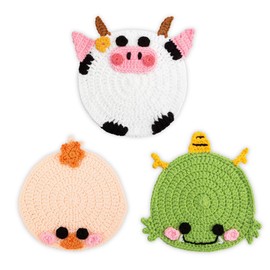 FEXIA Cute Coasters Animals Fun Woven Creative Coasters 3Pcs Coffee Coaster for Home Decor Tabletop Protection Suitable for Kinds Cups