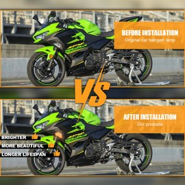 GearUp LED Front Turn Signal Light for KAWASAKI NINJA 400 2018-2023,for NINJA 300 2013-2017,for NINJA 650 2012-2023 Amber Turn Signal White Daytime Running Lights