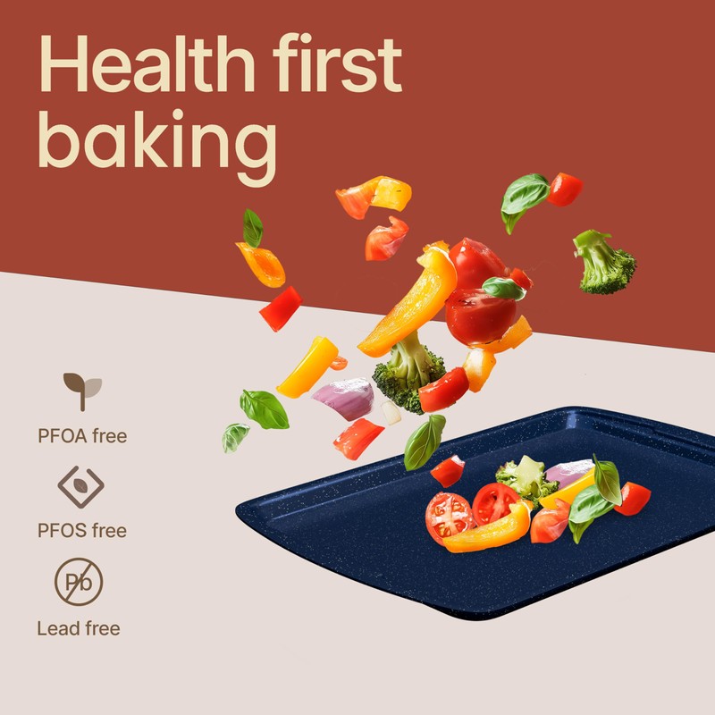 Blue Marble 10-Piece Bakeware Sets, Nonstick Carbon Steel Baking Sheet