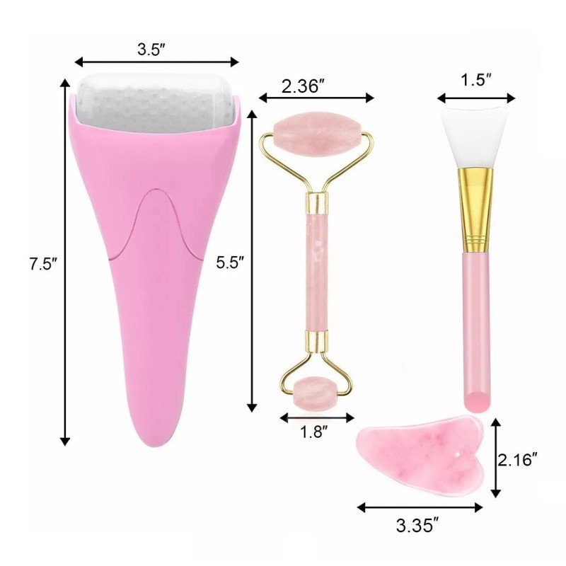 Burkey Rodillo Masaje Facial Gua Sha De Jade Antienvejecimiento Kit