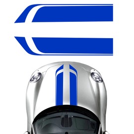 HQRNYP Car Hood Decal Sticker, Racing Stripes, Auto Hood Sport Style Stripe Graphics Decal, Auto Modified Decoration Automotive Side Body Racing Bumper Sticker Universal for Car SUV Truck (Blue)