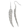 Stainless Steel Polished w/CZ Dangle Shepherd Hook Earrings