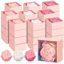 Loopeer 50 Pcs Rose Soap Favors Mini Bridal Shower Wedding Favors for Guests Baby Shower Decorations , Beige White, Pink, Rose Red