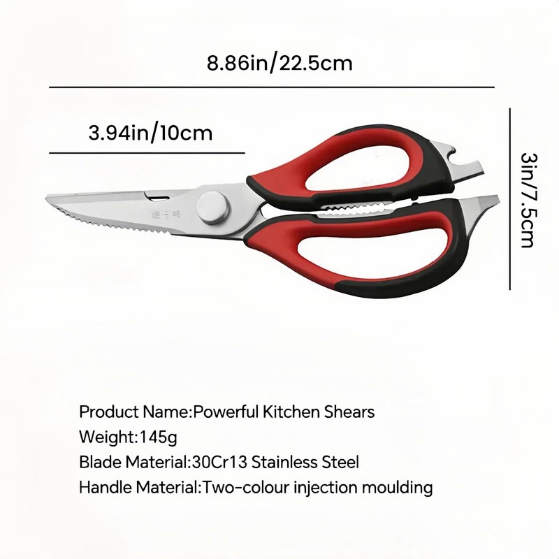 ZHANG XIAO QUAN SINCE 1628 8-in-1 Multi-Function Kitchen Scissors, 30Cr13