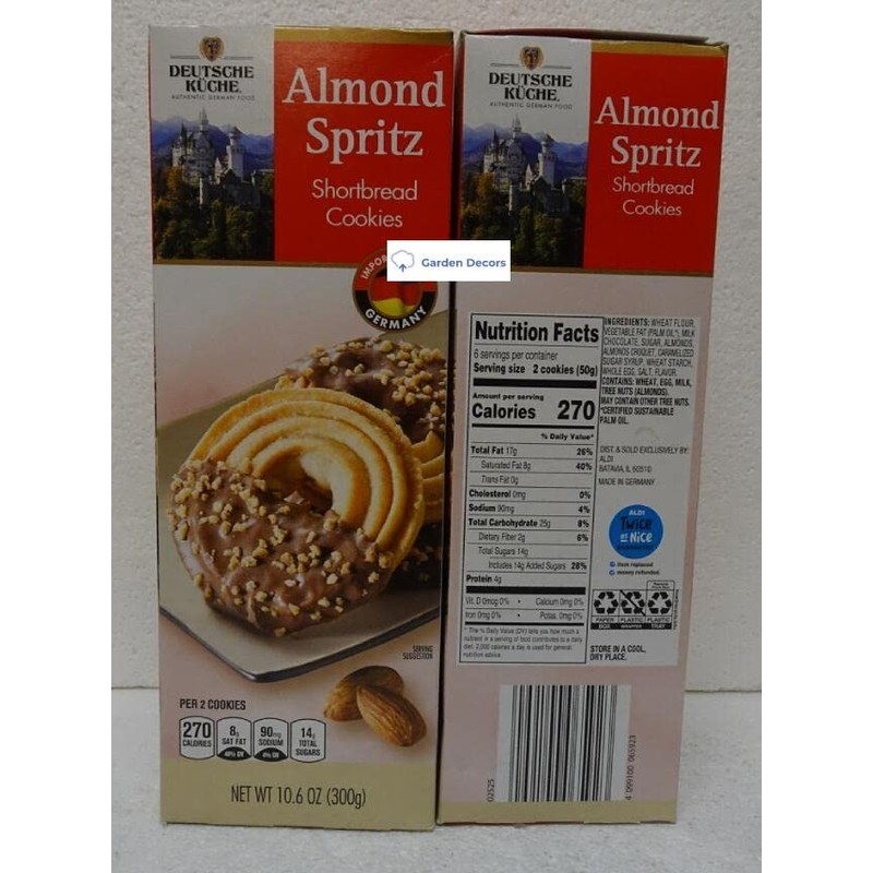 Deutsche Kuche Almond Spritz Shortbread Cookies 10.6oz 300g (Two Boxes)