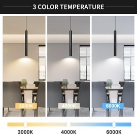 OKELI Modern Pendant Light, 3Color Black Pendant Light Fixture, LED Minimalist Strip Pendant Lighting for Kitchen Island Bar,3000-6000K,10W,ETL