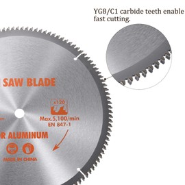 Kozelo Circular Saw Blade - [12-inch x 120 Teeth x 5/8-inch Arbor] Circular Cutting Blade with 5/8" to 3/8" Washer Adapter for Woodworking Plastic Use, 0.118-inch Kerf