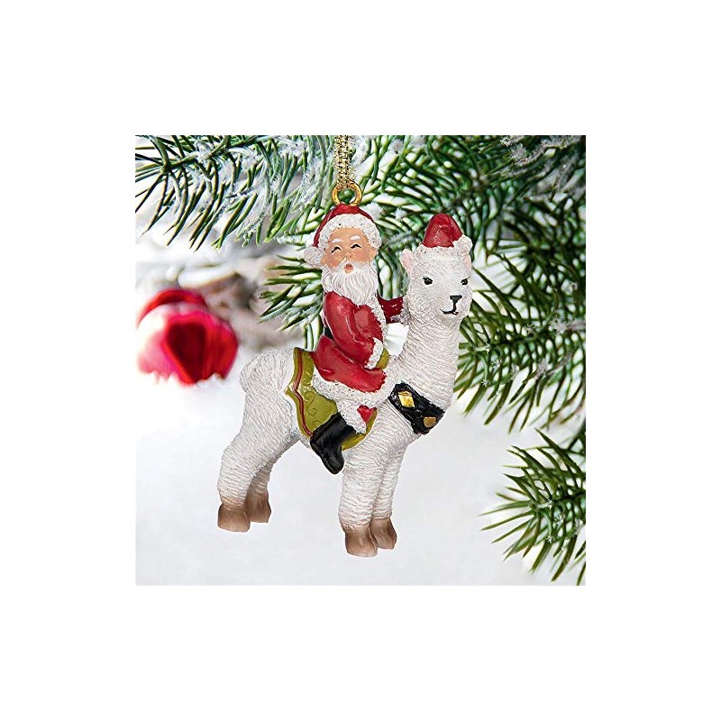 Santa's New Xmas Ride Llama Holiday Ornament: Each