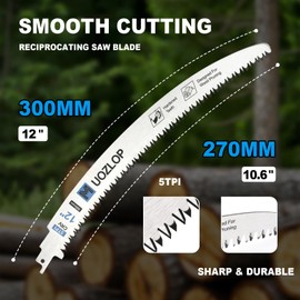 MUOZLOP Wood Pruning Saw Blades, Japanese Teeth Reciprocating Saw Blade 5TPI for Tree Trimming, Wood Cutting with Storage Box (3, 1pcs12inch+1pcs15inch+1pcs16.5inch)