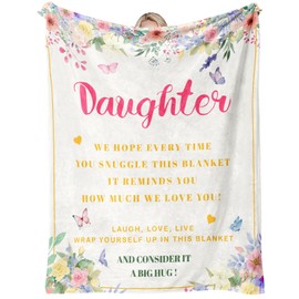 Daughter Gifts from Mom Dad - Daughter's Birthday Gift Blanket, Soft Fleece Gift for Adult Daughter on Mother's Day, Heartfelt Present for Christmas Graduation Wedding Blankets