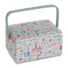Hobby Gift Medium Sewing Storage Box Wood/Fabric PVC Handle Stitch