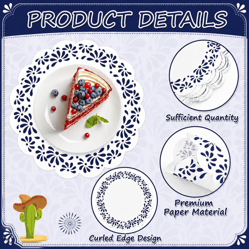 Blue and White Talavera Mexicanos Paper Placemats Mexican Party Decor