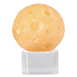mookaitedecor Natural Yellow Jade Moon Crystal Ball Sphere Ornament with Acrylic Stand for Home Office Display Decor, Healing Crystal Gift, Small Planet Ball Decorative Stone, Diameter 1.5-1.7"