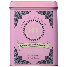 Harney and Sons Fine Teas, Green Tea with Coconut, 20 Sachets (Pack of 3)