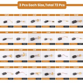 ZDRU 72Pcs Electric Motor Carbon Brushes Set, 24 Different Sizes
