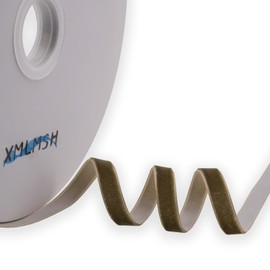 XMLMSH Dk Khaki Velvet Ribbon 3/8 Inch Single Face Nylon for Gift Wrapping, Hair Bows, Choker, Wedding Decorations, Cafts, Bouquet - 25 Yards