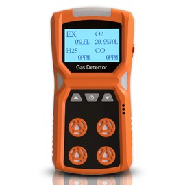X-4 Gas Detector 4-in-1, Portable Multi-Gas Monitor for CO, H₂S, O₂, LEL, Industrial Safety Device with Large LCD, Audible & Visual Alarms, Durable & Rechargeable for Workplace Protection