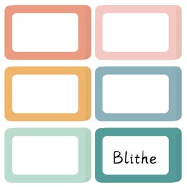 Whaline 420Pcs Boho Name Tag Sticker Pastel Hippie Name Tag Decal 6 Colors Rectangle Self-Adhesive Label for Classroom Home Office Labeling Making, 3 x 2 Inch