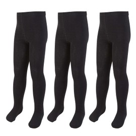 Metzuyan Girls Cotton 3 Pairs School Tights 2-3 up to 11-12 Years Black 7-8