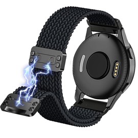 18mm Magnetic Braided Stretchy Loop Nylon Bands Compatible with Garmin Venu 3S/Venu 2S/Vivoactive 4S/Vivomove 3S/Forerunner 265S Watch Band, Soft Elastic Woven Sport Quick Release Strap for Women Men