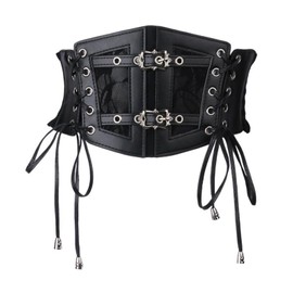 Halgio Women's Corset Belt, Rubber Belt, Thick Belt, Corset, Mine Type, Mass Production Type, Punk Body Harness, Waist Belt, Thick, Leather-Style, Korea, Cute, Fashionable, Trend, Popular, Black